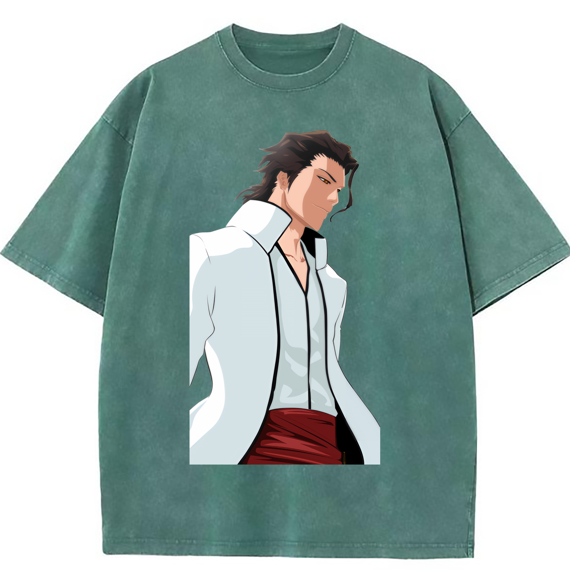 （画像用） ブリーチ 藍染 惣右介（あいぜん そうすけ） BLEACH Aizen Sousuke 綿100% ヴィンテージ風 半袖Tシャツ（フロントプリント）